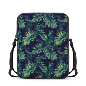 Dark Tropical Palm Leaf Pattern Print Rectangular Crossbody Bag