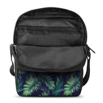 Dark Tropical Palm Leaf Pattern Print Rectangular Crossbody Bag