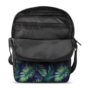 Dark Tropical Palm Leaf Pattern Print Rectangular Crossbody Bag