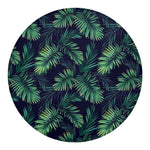 Dark Tropical Palm Leaf Pattern Print Round Blanket