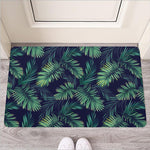 Dark Tropical Palm Leaf Pattern Print Rubber Doormat