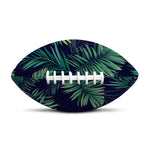 Dark Tropical Palm Leaf Pattern Print Rugby Ball