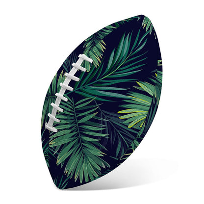 Dark Tropical Palm Leaf Pattern Print Rugby Ball