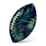 Dark Tropical Palm Leaf Pattern Print Rugby Ball