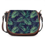Dark Tropical Palm Leaf Pattern Print Saddle Bag