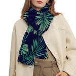 Dark Tropical Palm Leaf Pattern Print Scarf