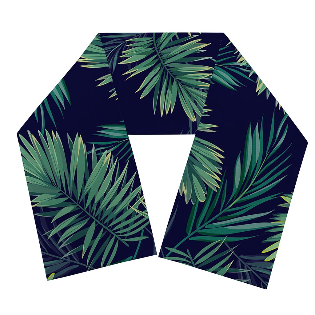 Dark Tropical Palm Leaf Pattern Print Scarf