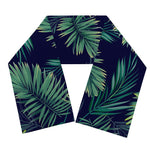 Dark Tropical Palm Leaf Pattern Print Scarf