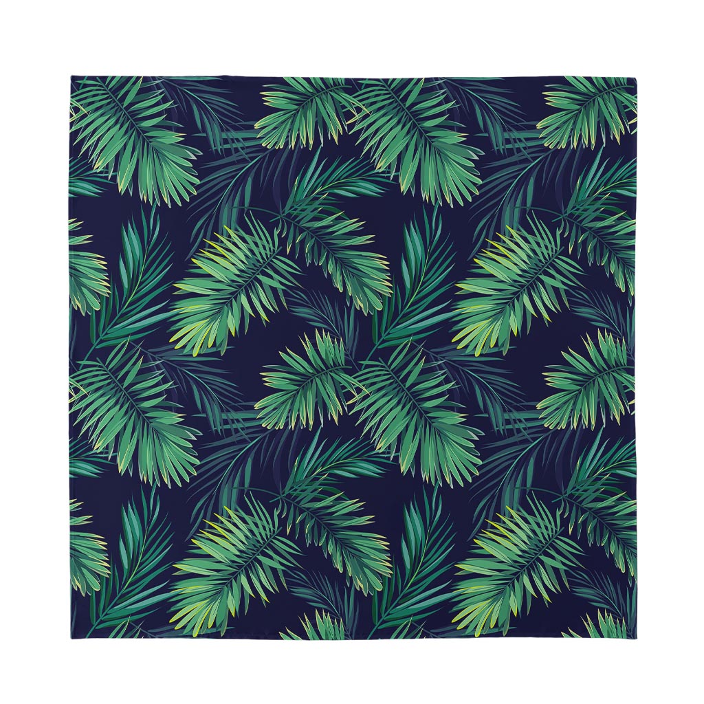 Dark Tropical Palm Leaf Pattern Print Silk Bandana