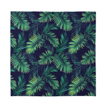 Dark Tropical Palm Leaf Pattern Print Silk Bandana