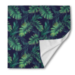 Dark Tropical Palm Leaf Pattern Print Silk Bandana