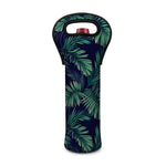 Dark Tropical Palm Leaf Pattern Print Single Neoprene Wine Tote