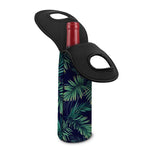 Dark Tropical Palm Leaf Pattern Print Single Neoprene Wine Tote