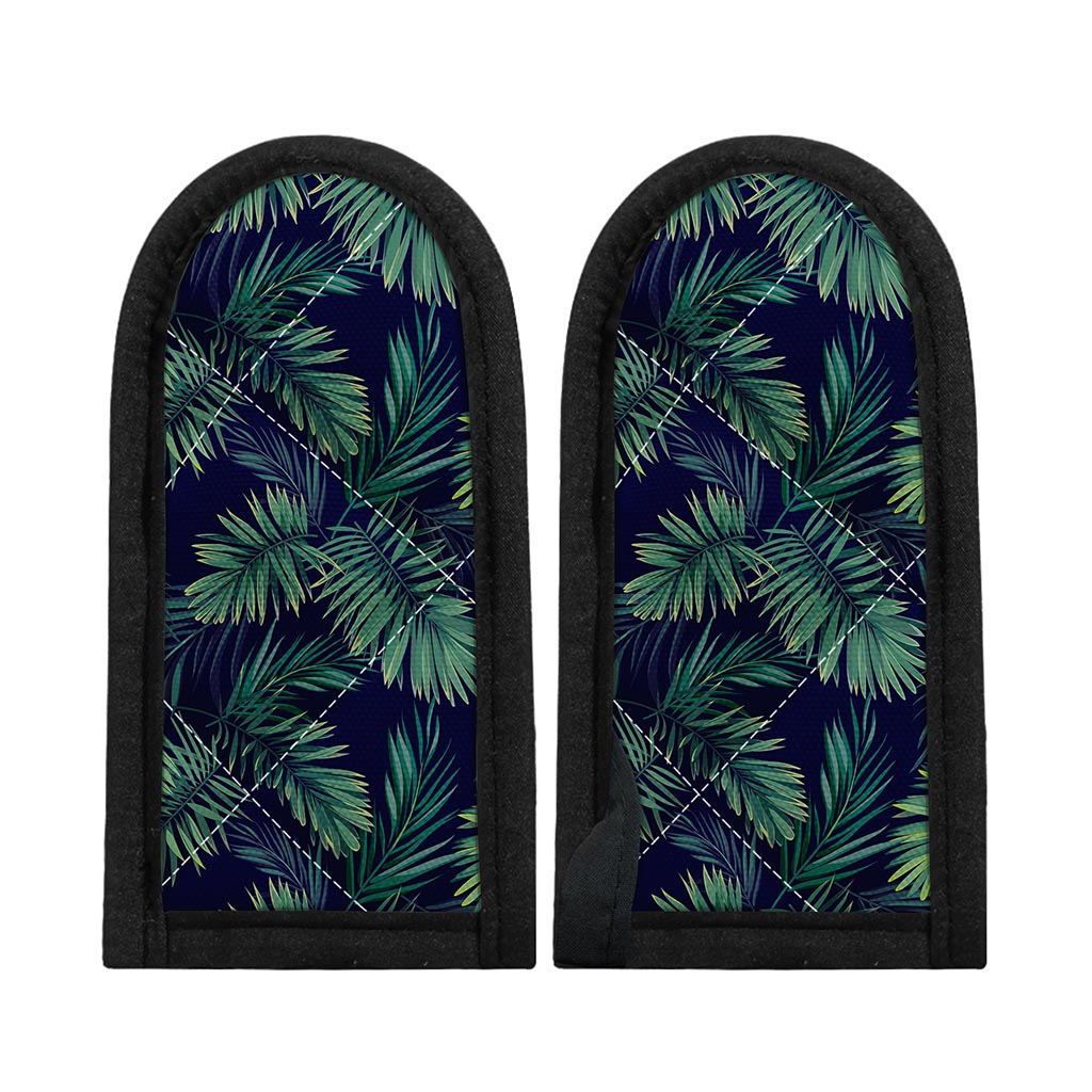 Dark Tropical Palm Leaf Pattern Print Skillet Handle Cover