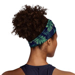Dark Tropical Palm Leaf Pattern Print Sports Headband