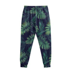 Dark Tropical Palm Leaf Pattern Print Sweatpants