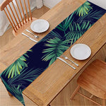 Dark Tropical Palm Leaf Pattern Print Table Runner