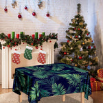 Dark Tropical Palm Leaf Pattern Print Tablecloth