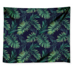Dark Tropical Palm Leaf Pattern Print Tapestry