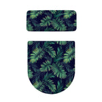 Dark Tropical Palm Leaf Pattern Print Toilet Lid And Tank Cover Set