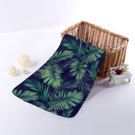 Dark Tropical Palm Leaf Pattern Print Towel