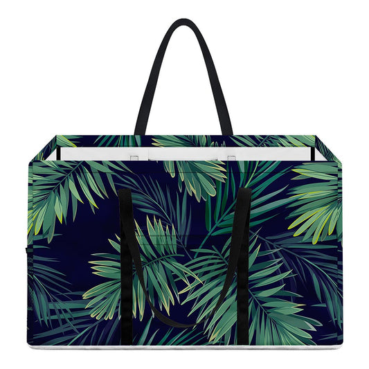 Dark Tropical Palm Leaf Pattern Print Utility Tote Bag