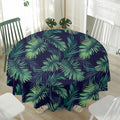 Dark Tropical Palm Leaf Pattern Print Waterproof Round Tablecloth