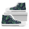 Dark Tropical Palm Leaf Pattern Print White High Top Sneakers