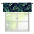 Dark Tropical Palm Leaf Pattern Print Window Valance