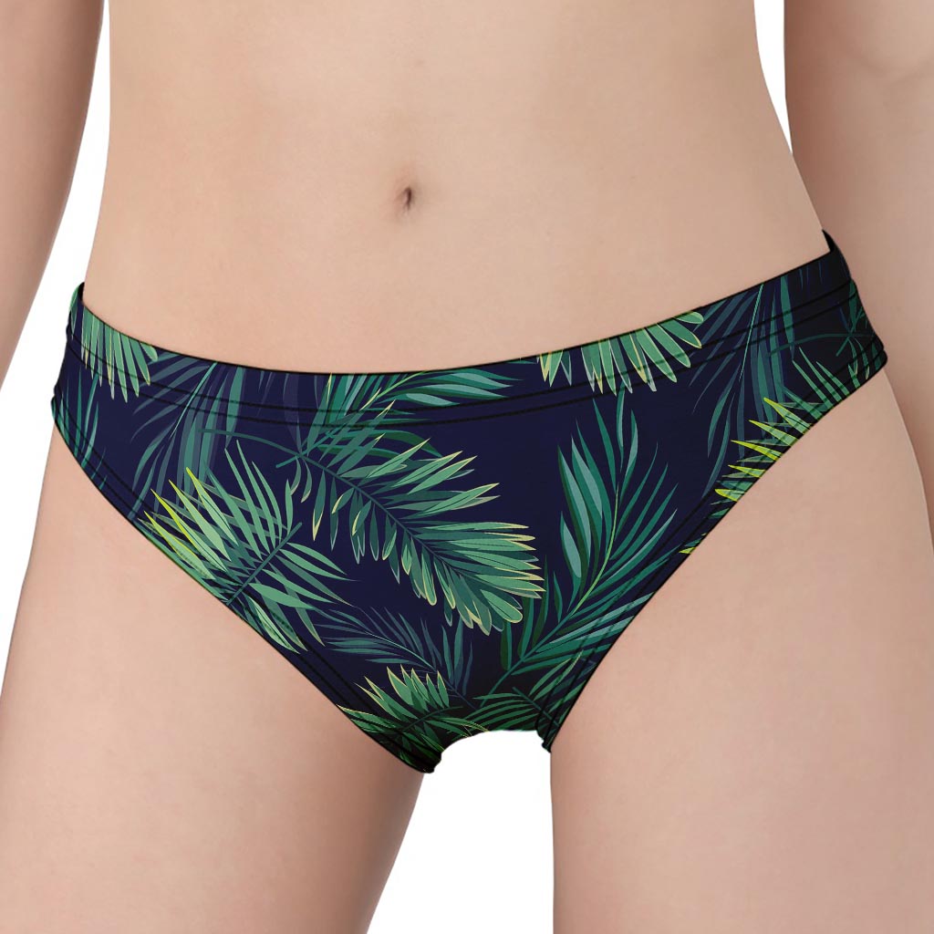Dark Tropical Palm Leaf Pattern Print Women's Panties