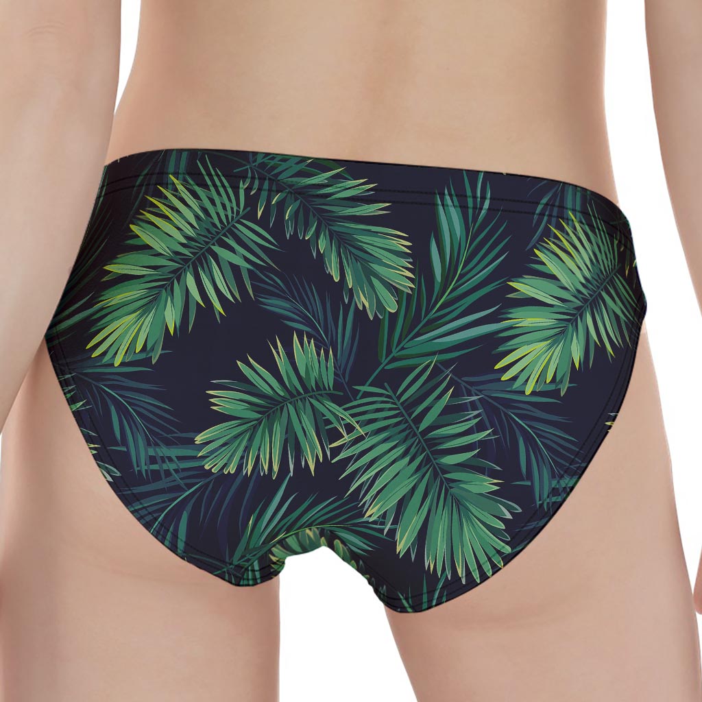 Dark Tropical Palm Leaf Pattern Print Women's Panties