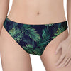 Dark Tropical Palm Leaf Pattern Print Women's Thong