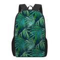 Dark Tropical Palm Leaves Pattern Print 17 Inch Backpack