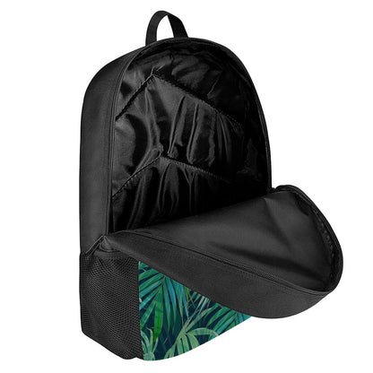 Dark Tropical Palm Leaves Pattern Print 17 Inch Backpack