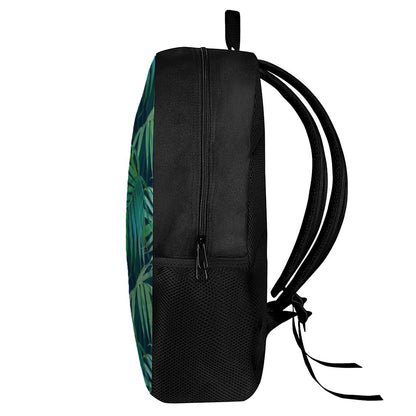 Dark Tropical Palm Leaves Pattern Print 17 Inch Backpack