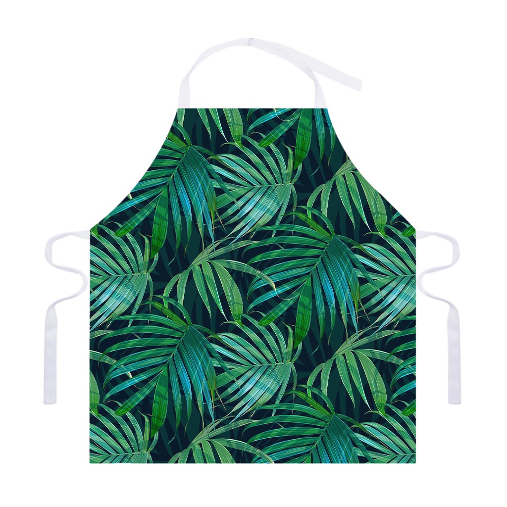 Dark Tropical Palm Leaves Pattern Print Adjustable Apron