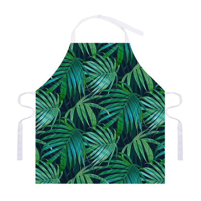 Dark Tropical Palm Leaves Pattern Print Adjustable Apron