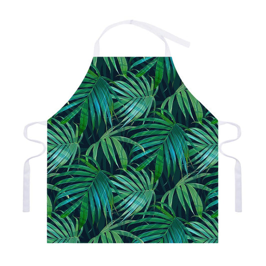 Dark Tropical Palm Leaves Pattern Print Adjustable Apron