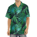 Dark Tropical Palm Leaves Pattern Print Aloha Shirt
