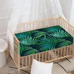 Dark Tropical Palm Leaves Pattern Print Baby Crib Sheet