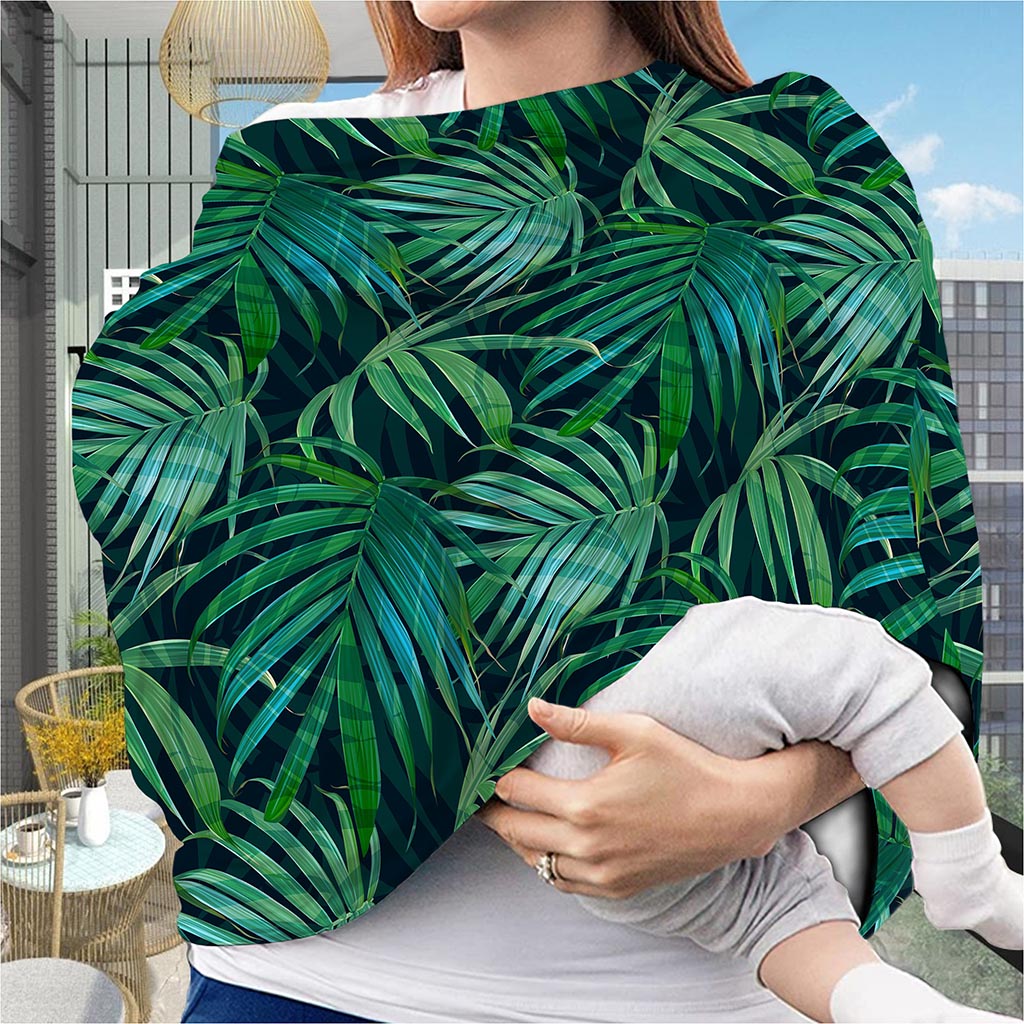 Dark Tropical Palm Leaves Pattern Print Baby Seat Cover