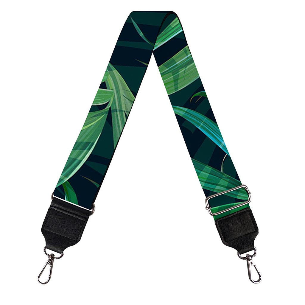 Dark Tropical Palm Leaves Pattern Print Bag Strap