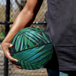 Dark Tropical Palm Leaves Pattern Print Basketball