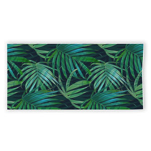 Dark Tropical Palm Leaves Pattern Print Beach Towel