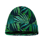 Dark Tropical Palm Leaves Pattern Print Beanie