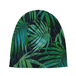 Dark Tropical Palm Leaves Pattern Print Beanie
