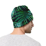 Dark Tropical Palm Leaves Pattern Print Beanie