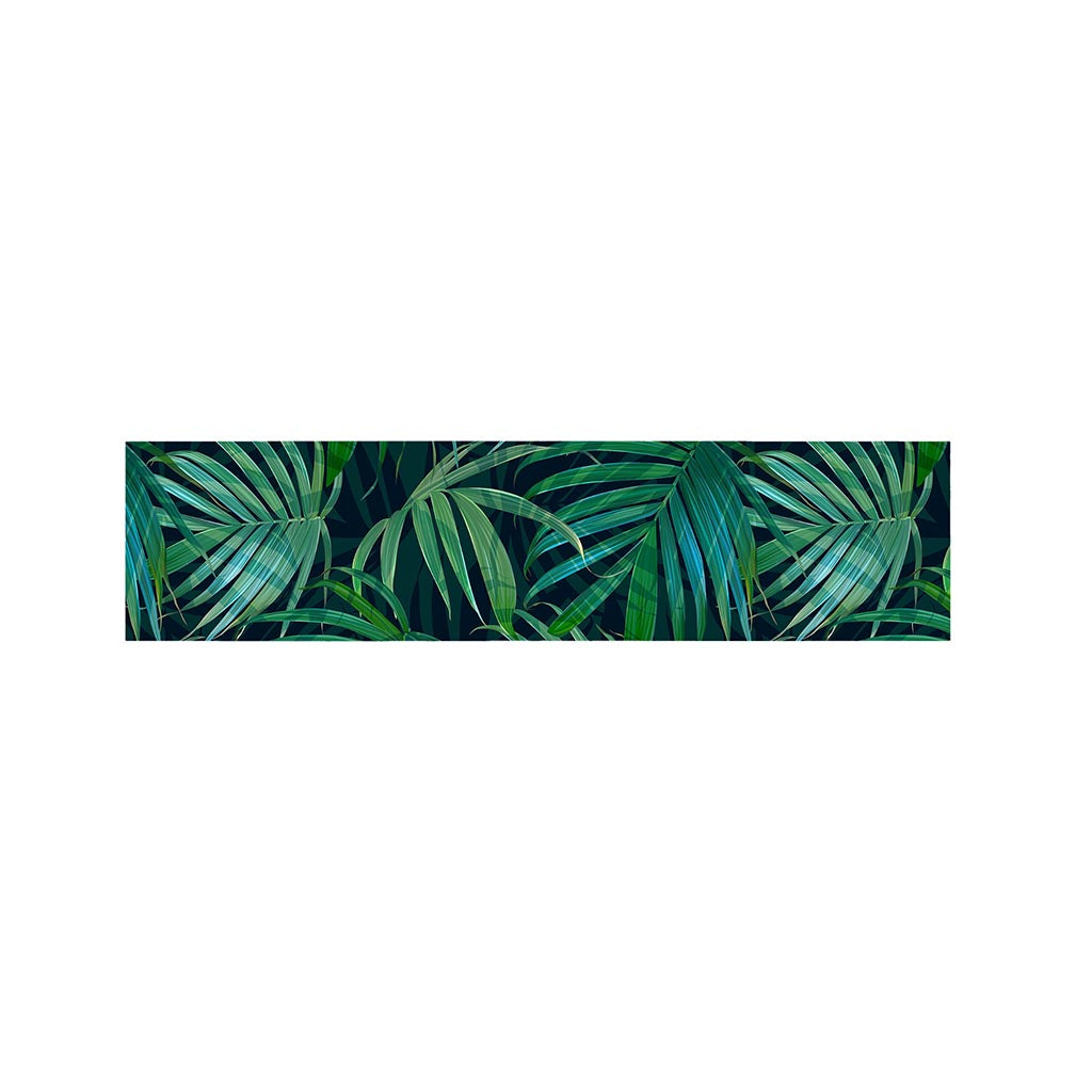 Dark Tropical Palm Leaves Pattern Print Bed Runner