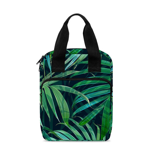 Dark Tropical Palm Leaves Pattern Print Bible Tote Bag