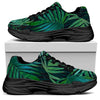 Dark Tropical Palm Leaves Pattern Print Black Chunky Shoes